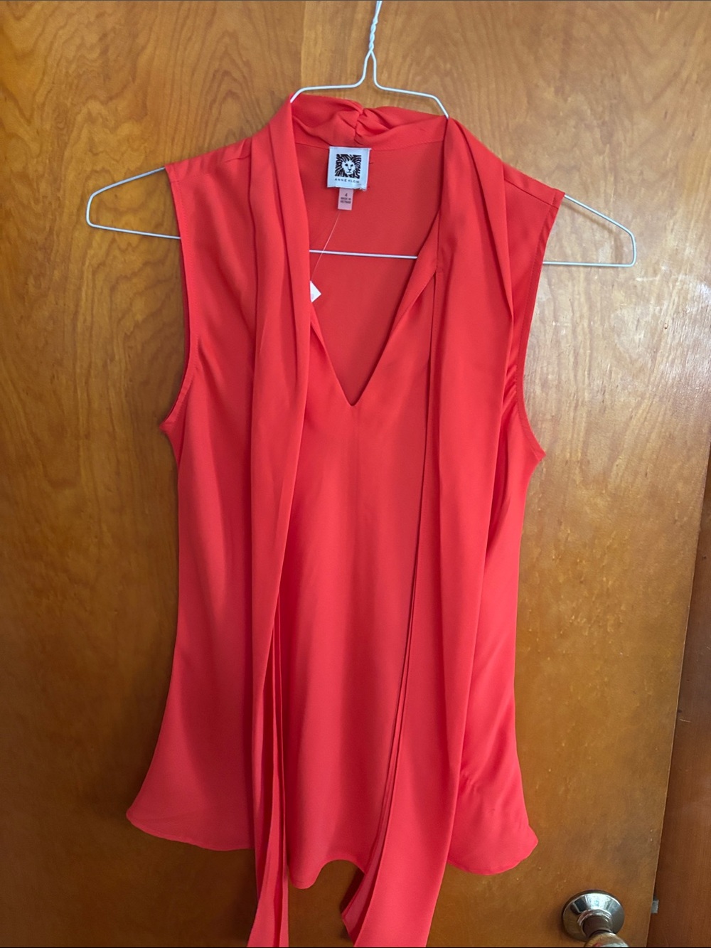 Orange Anne Klein Sleeveless Draped Top with Premise cream Floral belted skirt - Picture 5 of 9